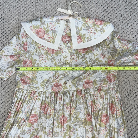 Vtg 90s Laura Ashley Floral Dress WITH TAGS Ecru Washed Coral Cottagecore - Picture 10 of 11